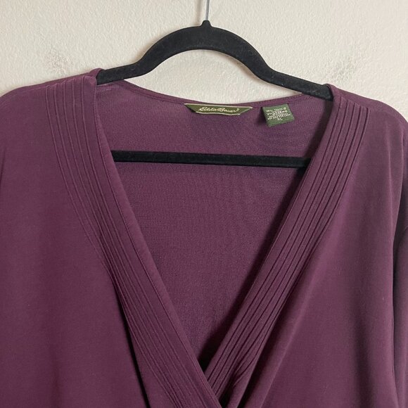 Eddie Bauer Womens XL Purple V Neck Long Sleeve Shirt Stretch Top - Picture 6 of 9